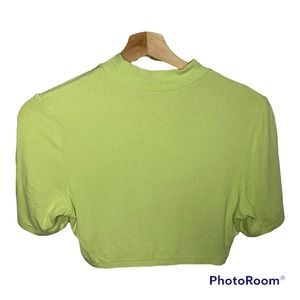 Shein Neon Green Short Sleeved ribbed crop top. Size Medium